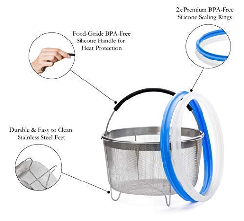 image for Zoari's Kitchen Steamer 6 Qt Accessories Steamer Basket 6 Quart with S