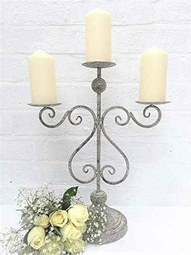 RBN 3 Candle Shabby Chic Candelabra Metal French Vintage Style Holder Wedding Home