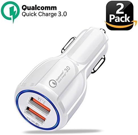 SDBAUX Car Charger(2-Pack), Quick Charge 3.0 Adapter,Dual USB Ports 6A/35W,for Mobile Device,Samsung Galaxy S9 S8 S7,Note 8,LG V30 G6 Nexus 7 6 HTC Moto Pixel 2 Huawei,iPhone X 8 7 6 Plus 5s and More