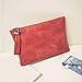 Hunputa Women Leather Handbag Clutch Evening Bag Simple Retro Envelope Package (Red)