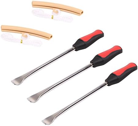 Wonderoto 3-Piece Metal Tire Spoon Repair Kit, Tire Lever Tool Change Kit, Bicycle Repair Kit, Rim Protectors Tools with 2 White Rim Protector Sheaths