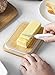 DOWAN Porcelain Butter Dish - Butter Keeper with Industrial Design Wooden Lid and Steel Knife, White
