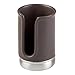 InterDesign York Ceramic Disposable Paper Cup Dispenser for Bathroom Countertops, Matte Brown/Brushed Nickel