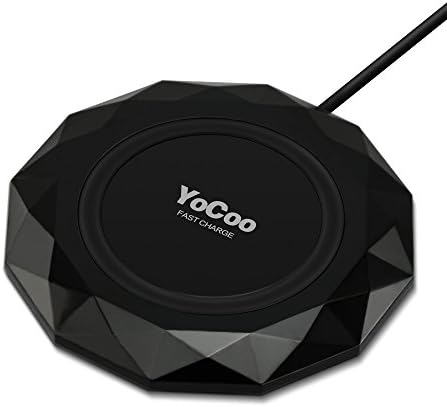 Fast Charge Wireless Charger, YoCoo Wireless Charging Pad for iPhone8/ iPhone8 plus/ iPhone X, Samsung S8/ note8/ Galaxy S7/ S7 Edge/ S6 Edge Plus Note 5, other QI Device - Black