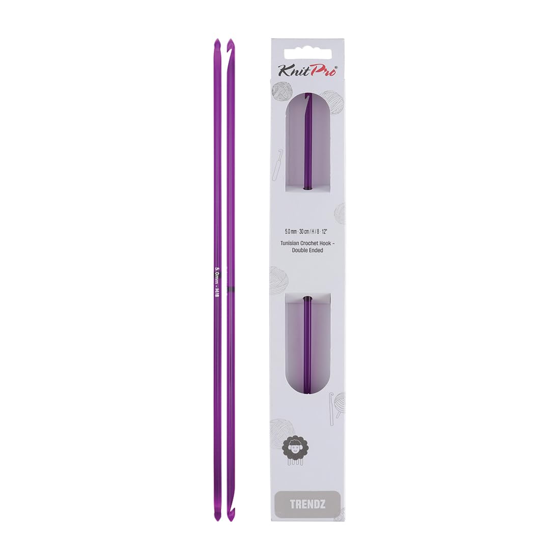 Knit Pro KP51421 5 mm Double Ended Traditional Tunisian Crochet Hook, Multi-Colour