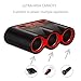 Cigarette Lighter Adapter, KPPOL 120W 12/24 Volt 3-Socket Car Cigarette Lighter Splitter USB Outlet Power Adapter Extension Cord 3.4A Fast Dual USB Car Charger Adapter Powered for Cell Phone, Tablets