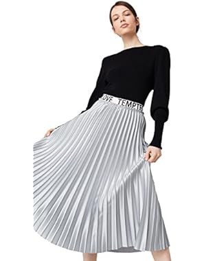 Mango Women's Metallic Pleated Skirt