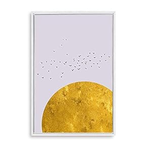 Framed Canvas Home Artwork Decoration Nordic Style Moon Canvas Wall Art for Living Room, Bedroom - 16x24 inches