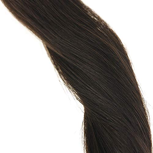 LaaVoo 12" Hairpiece Ponytail Clip on Extension Long Smooth Human Hair For Short Hair Colorful Darkest Brown Straight Wrap Ponytail Extension For Women 80g (#2) - Thumbnail 6