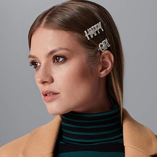 image for Messen 28 Pieces Letter Hair Clips Set Glitter Diamante Word Pins Bulk