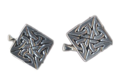 Celtic Square Knot Chain & Link Polished Pewter Cuff Links By St Justin of Cornwall
