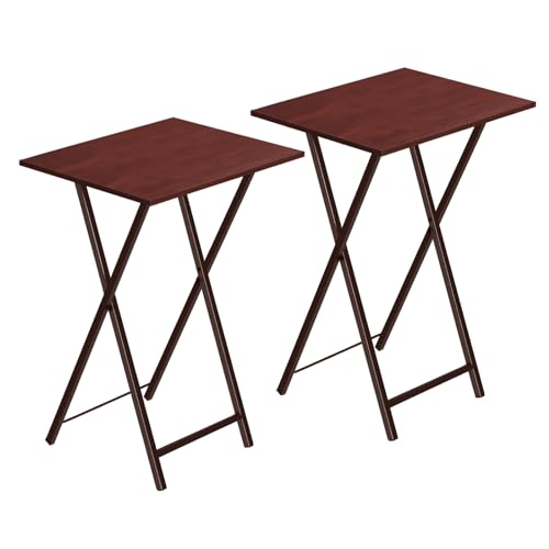 HOOBRO Beistelltisch Klappbar, Kleiner tabletttisch, TV Tray 2er Set, klapptisch Snack Tisch Industriestil, Sofatisch für kleinen Raum, einfach montie