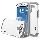 Galaxy S3 Case, RANZ® Grey with White Hard Impact Dual Layer Shockproof Bumper Case For Samsung Galaxy S3 III (i9300)