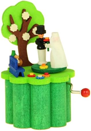 Graupner Wooden Miniatures - Miniature Kurbelspieldose - Wedding Couple Erzgebirge