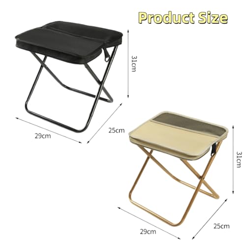 Ryfpdml Folding Stool, Portable Camping Stool Foldable Lightweight Camping Stool Mini Outdoor Folding Lazy Chair Collapsible Stool for Camping Fishing Picnic Hiking home (Black)
