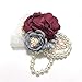 Wedding Bridal Wrist Corsage Graduation Party Wrist Corsage Bridesmaid Wrist Flower Corsage Flowers for Wedding (Wine Red)