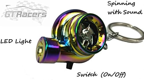GTRacers Spinning racing Turbo Keychain key chain with Sound LED Light Neo Chrome (neo chrome)