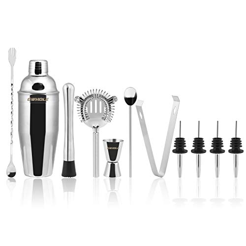 GWHOLE Cocktail-Martini-Shaker-Set, 11 Stück, Edelstahl, mit integriertem Sieb und Messbecher – Bild 3