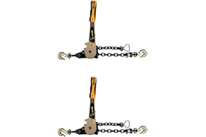 Mytee Products (2 Pack) 3/8" - 1/2" EZ Ratchet Chain Binder with Grab Hooks & 6600 lbs WLL - Heavy Duty Tie Down Ratchet Load Binder for Flatbed Trailers & Trucks
