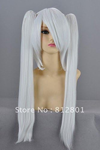 Smile 60cm clip ponytail wig series -silver white color