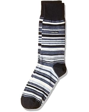 Calvin Klein Cotton Rich Barcode Striped Socks, Navy/Pale Blue