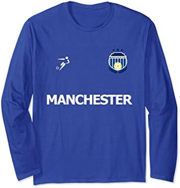 Unisex Manchester Soccer Jersey Long Sleeve Shirt XL: Royal Blue
