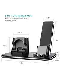 LYMMC   Soporte de carga para Apple Watch (aluminio, compatible con iWatch Series 4 3 2 1 AirPods iPhone X XS XS Max  8 8Plus 7 7 Plus 6S 6S Plus), color negro