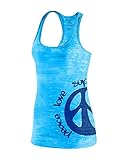 Paddleboard Burnout Racerback Tank Top: Peace, Love, SUP: Born of Water Apparel - Tahiti Blue - S
