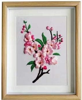 Ribbon Embroidery Kit for Beginner Flower Design DIY Home Wall Decor Peach Flower