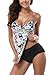 ALove Women Summer Swimwear Two Pieces Tankini Set Bikini Bottoms Blue 8 / Small