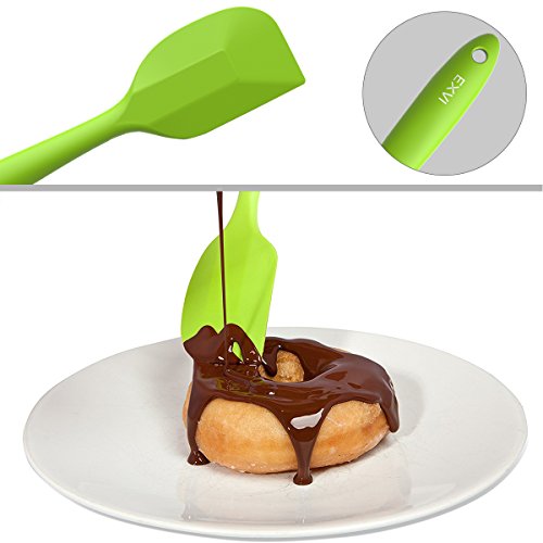 EXVI 2-Piece Flexible Bpa Silicone Spatula Rubber Spatula Set Heat Resistant Non-Stick Bowl Scraper Baking Utensils (Green) - Thumbnail 5