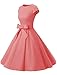 Dressystar Vintage 1950s Solid Color Prom Dresses Cap-sleeve S Coral