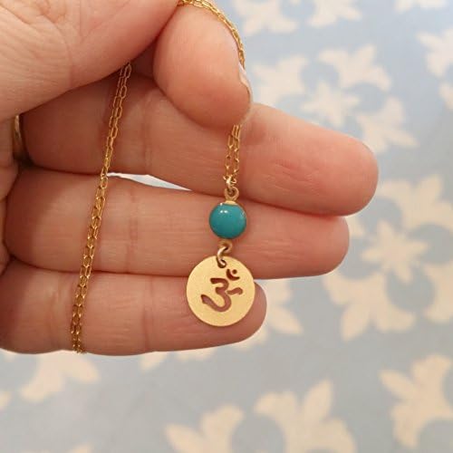 Handmade Beautiful OHM Symbol Necklace with Turquoise enamel