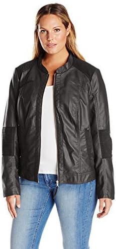 Junarose Women's Plus Size Ojetta Long Sleeve Shaped Short Faux Leather Jacket