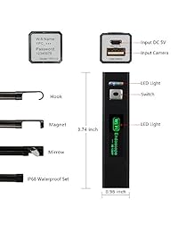 yimaler 16.5 ft Wireless endoscopio boroscopio Inspección Wifi cámara IP68 impermeable 1200P HD   Cable snake (semirrígida para iOS Android Teléfono Inteligente iPhone PC con Windows mac black