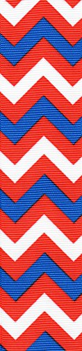 Venus Ribbon V81590 1 1/2 Inch Patriotic Chevron Printed Polyester Grosgrain Ribbon 5 yards White/Multi