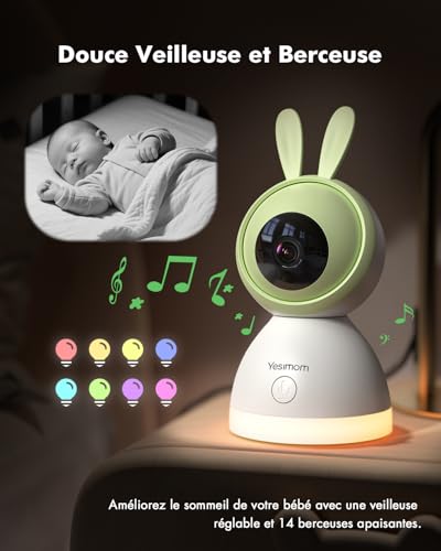 YESIMOM 1080P Baby Monitor 360° PTZ Baby Phone with Video and Audio Camera APP, Infrared Night Vision, 4X Zoom, Motion Detection/Sound Auto Tracking, Zone Alarms