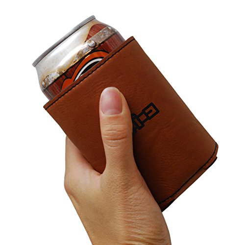 MODERN GOODS SHOP Leather Can Cooler With Ammunition Belt Engraving - Oil, Stain, and Water Resistant Beer Hugger - Standard Size Beer and Soda Can Sleeve