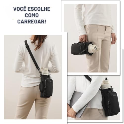 Bolsa Porta Garrafa Squeeze para Copo Térmico Com Alça Ajustável Shoulder Bag Para garrafas de agua