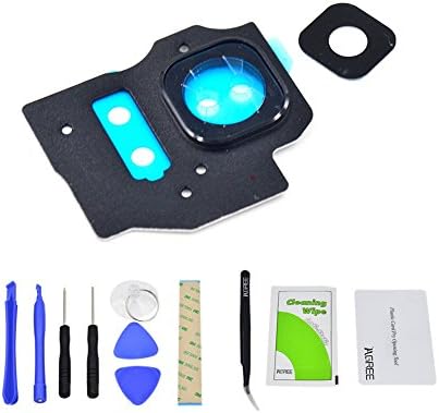 IAGREE Rear Back Camera Lens Glass Cover For Samsung Galaxy S8 Plus G955 G955F Replacement Parts+Tools Kit (Black with Frame)