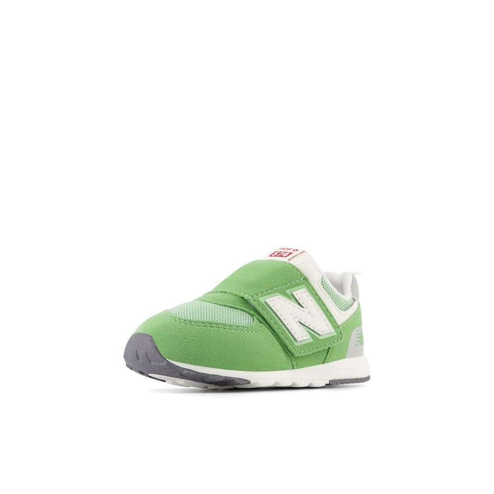 New Balance Kid's 574 V1 70s Racing New-B Hook & Loop Sneaker, Chive/White, 2 M Infant Image