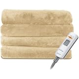 Sunbeam Microplush 2 Person Oversized Electric Heated Throw Blanket Sand Tan