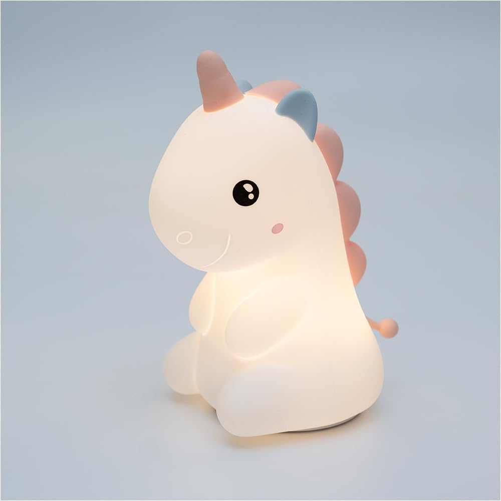 TRIXES Unicorn Night Light for Kids, Cute Silicone Nursery Night Light - Colour Changing Dimmable LED Squishy Unicorn Lamp Rechargeable Bedside Touch Lamp