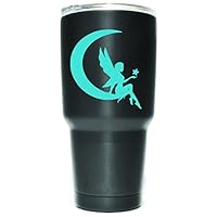 KCD Fairy Moon Star Vinyl Decals Stickers (2 Pack!!!) | Yeti Tumbler Cup Ozark Trail RTIC Orca | Decals Only! Cup not Included! | 2-3 X 2.7 In. | Light Blue | KCD1261LBL