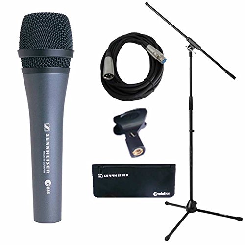 Sennheiser E 835 Dynamic Vocal Microphone Stand Cable Pouch Bundle