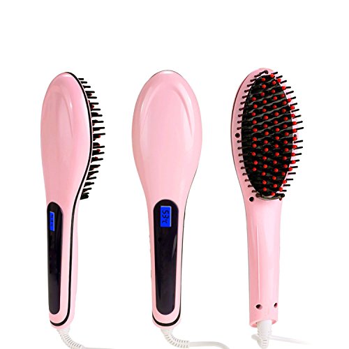 Hair Straightening Brush Anion Hair Care with LCD Hair Straightening Brush for Women Fast Natural Straight Hair Styling,Digital Electric Heated Hair Brush