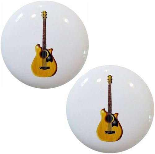 Set of 2 Guitar Ceramic Cabinet Drawer Knobs