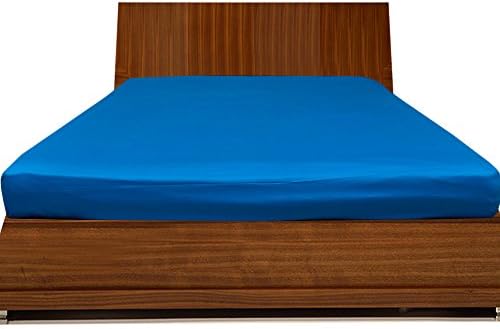 Floris Fashion Full 300TC 100% Egyptian Cotton Turquoise Blue Solid 1 Piece Fitted Sheet Solid (Pocket Size: 23 inches) - Tailored Finish Super Comfy Easy Care Fabric