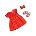 Emily Rose 18 Inch Doll Clothes | Red Lace Holiday Dress Outfit with Shoes and Ponytail Holder | Fits American Girl Dolls