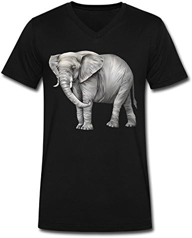 War Game 76 Elephant Art Men Black Medium V Neck T-Shirt